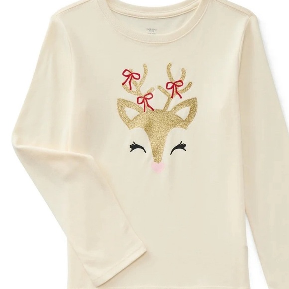 Other - Cream Reindeer Graphic Long Sleeve Shirt